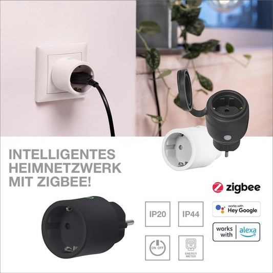 LEDVANCE SMART+ Intelligente Steckdose für den Innenbereich mit ZigBee-Technologie, bindet herkömmliche Geräte in das Smart Home ein, misst und spart Stromverbrauch, kompatibel mit Alexa oder Google, schwarz, 1er-Pack