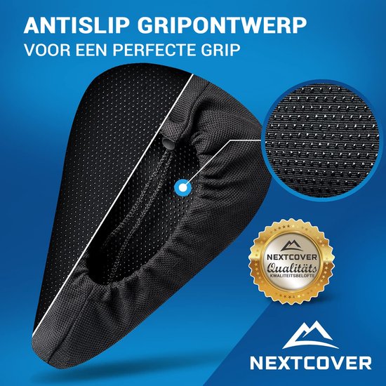 NEXTCOVER® NEW Universal Gel-Sattelüberzug Fahrrad inklusive Regenschutz [Memory Foam] - Sattelüberzug wasserdicht mit mehrlagiger Polsterung -Sattelüberzug Regen für Fahrradsattel für Männer und Frauen - Slim