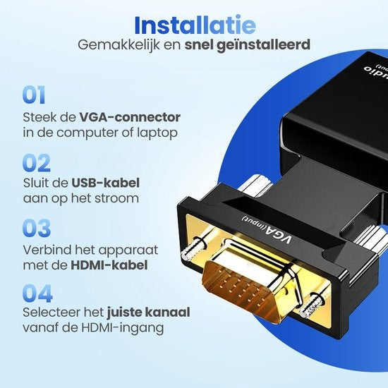 GarpexÂ® VGA-zu-HDMI-Adapter - 1080p Full HD - Analog zu Digital - Universal-Konverter