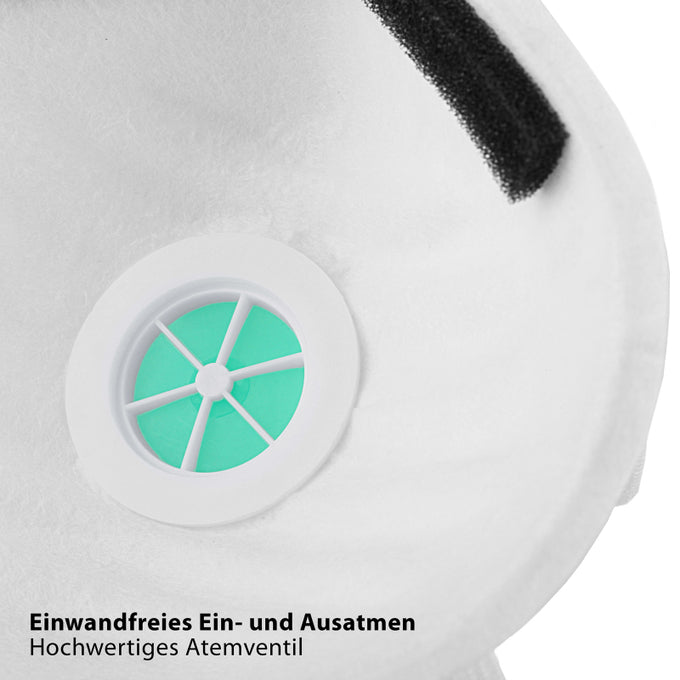 Hero Work Staubmasken - 5er Set - Mit Ventil - Komfortabel und sicher - Weiß