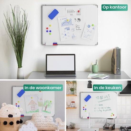 Avalo Whiteboard 60x90 cm - 14 in 1 Set - Whiteboard Magnetic inklusive Marker, Magnete & Radiergummi