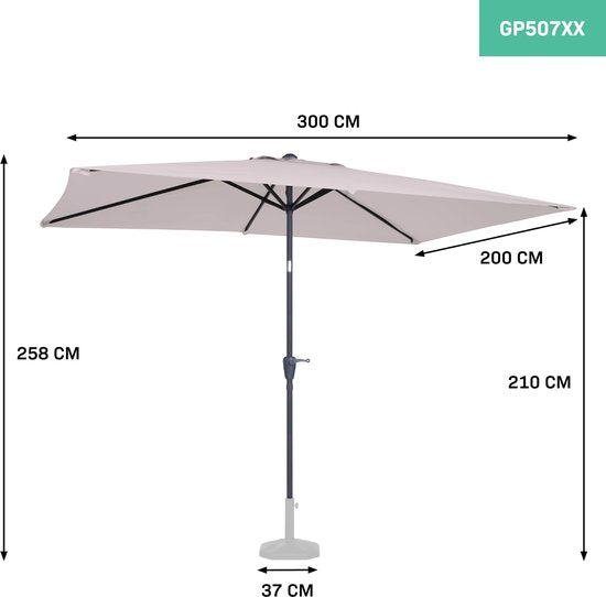 VONROC - Premium Sonnenschirm Rapallo - 200x300cm - Neigbar - UV-beständiges Tuch - Beige