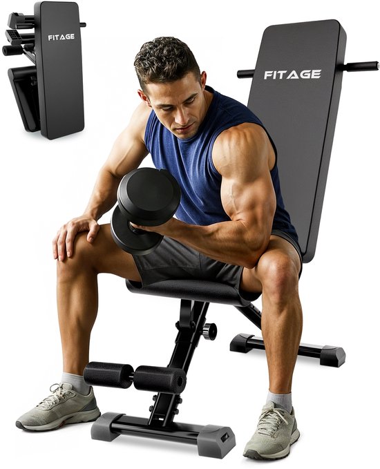 FITAGE Fitness-Bank - Fitness-Haltegriff-Bank bis zu 300KG - einstellbar - faltbar - schwarz