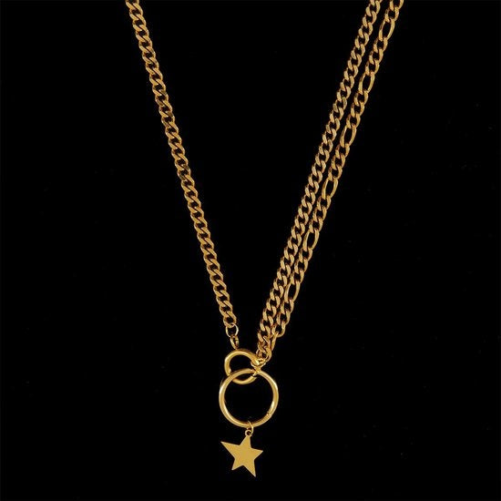 Laura Ferini Damenhalskette Stella Gold - Goldfarbene Gliederkette mit Stern - 18K Gelbgold vergoldet - Halskette - Halskette - Schmuck - Accessoires - Damenhalskette mit Anhänger