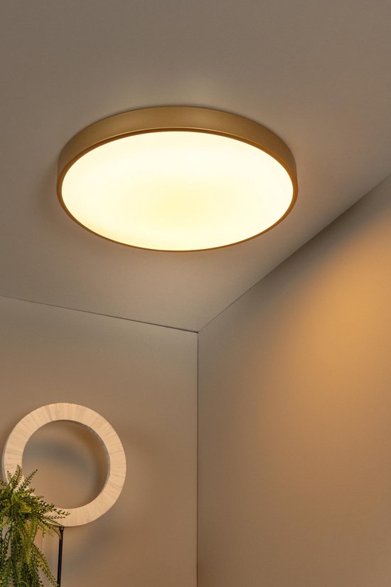 Lucide UNAR – Deckenleuchte – Ø 49,5 cm – LED 3-Stufen-Dimmer – 1x36 W, 2700 K – Mattgold / Messing