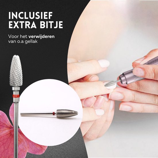 Beeperfect® Cordless Electric Nail File Pro Edition - Nagelfräse - Maniküre- und Pediküre-Set - wiederaufladbar - 11 Bits und 60 Schleifrollen - 30.000 U/min - Pink