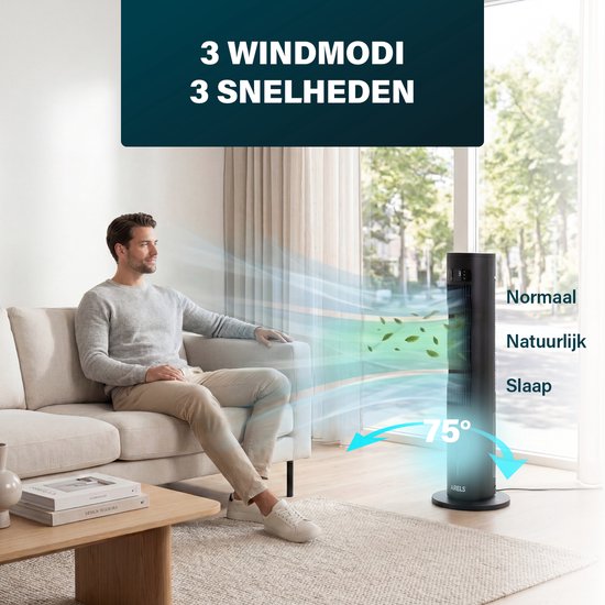 Princess Smart Luftkühler – App & Fernbedienung – Luftkühler – 3 l Wassertank – 3 Schwenkstufen – 60 W – 358670 – Schwarz