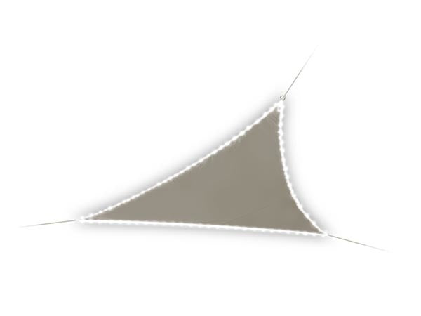 Perel Solarsegel mit Led-Randbeleuchtung - Dreieck - 3.6 X 3.6 X 3.6 M - Taupe