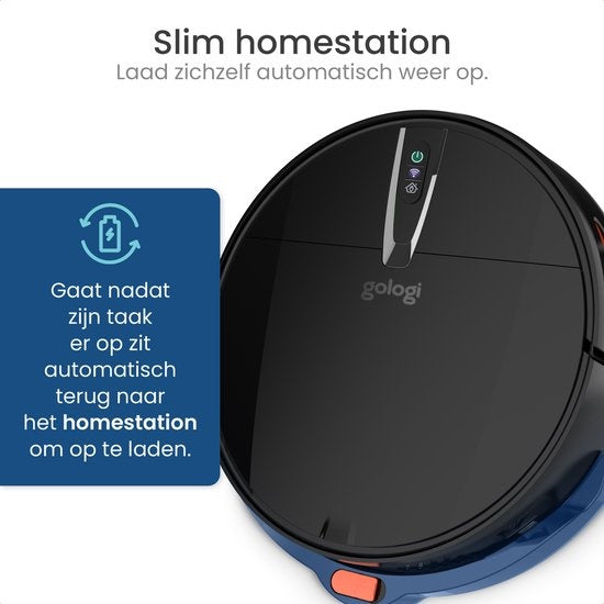 Gologi Staubsaugerroboter mit Wischfunktion - Automatisch - Mit Ladestation - Kabelloser Staubsaugerroboter - 45DB - Schwarz