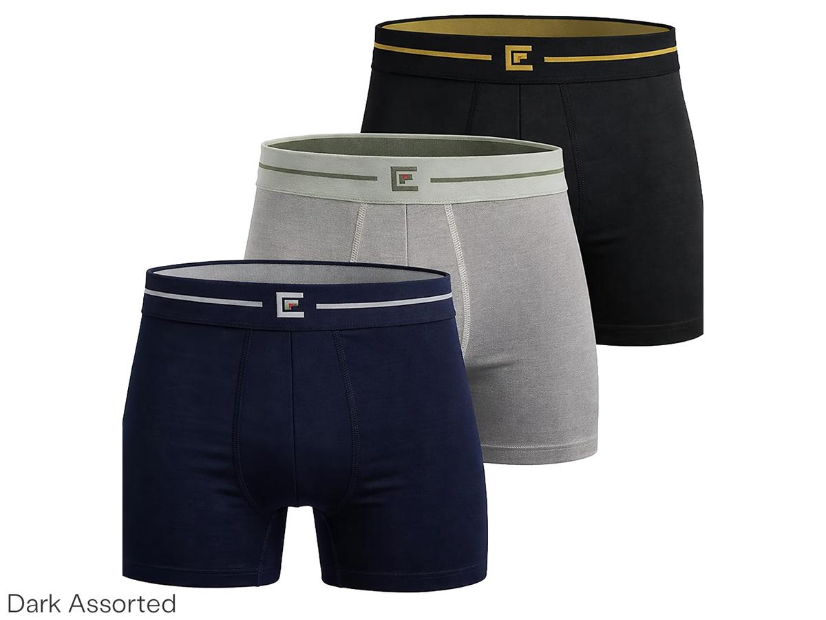 Bamboo Elements Boxershorts für Herren – 3er-Pack – dunkle Farben – Größe M