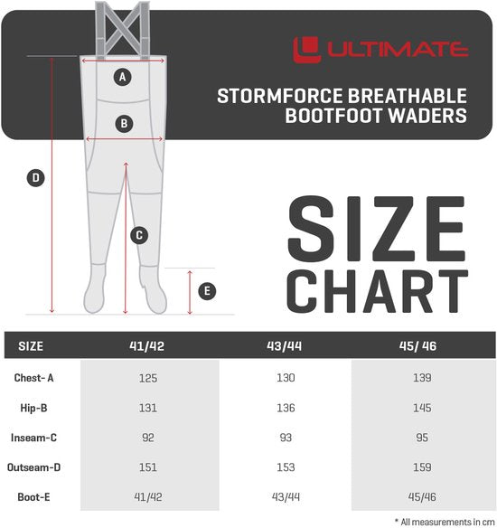 Ultimate Stormforce Atmungsaktive Wadenstiefel-Wathose 45/46 – Wathose