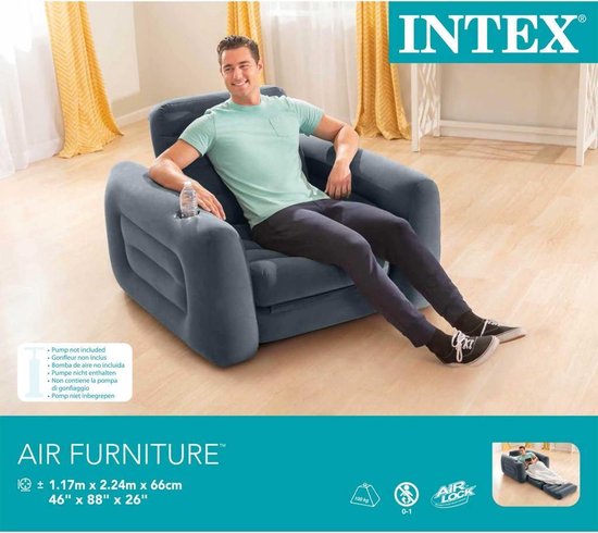 Intex - Ausziehbarer aufblasbarer Schlafsessel - Komfortabler 2-in-1-Loungesessel und Hüttenbett