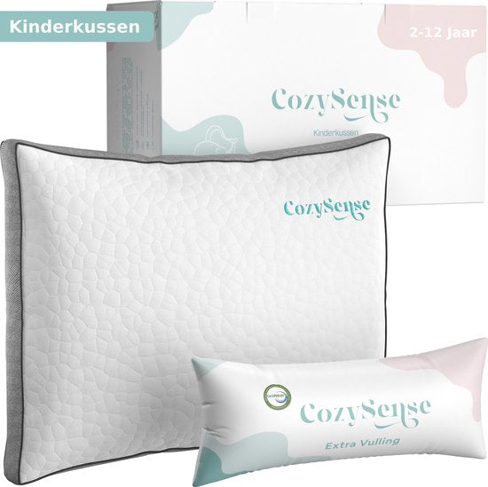 CozySense® Kinderkopfkissen - Kinderkopfkissen - Kleinkind-Kopfkissen - zerkleinerter Memory-Schaum + Mikrofasern - kühlende Technologie - füllbar - inkl. Extra 100g Schaumstoff - 40x55 cm - Kinder 2-12 Jahre alt