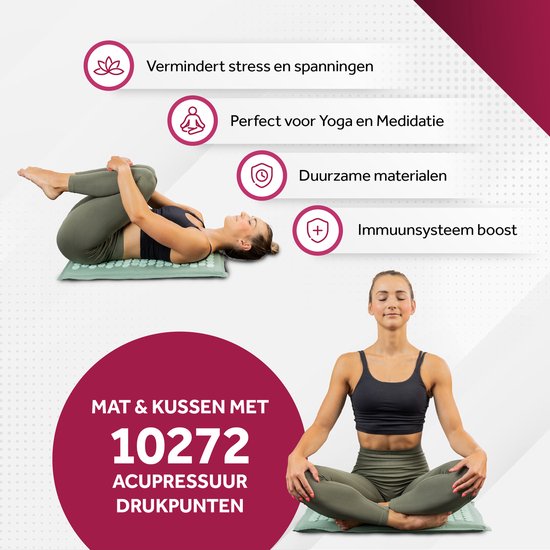 Northwall Nagelmatte - Mit Kissen & Tragetasche - Akupressurmatte - Akupunktur - Meditation - Shakti Massage - Grün