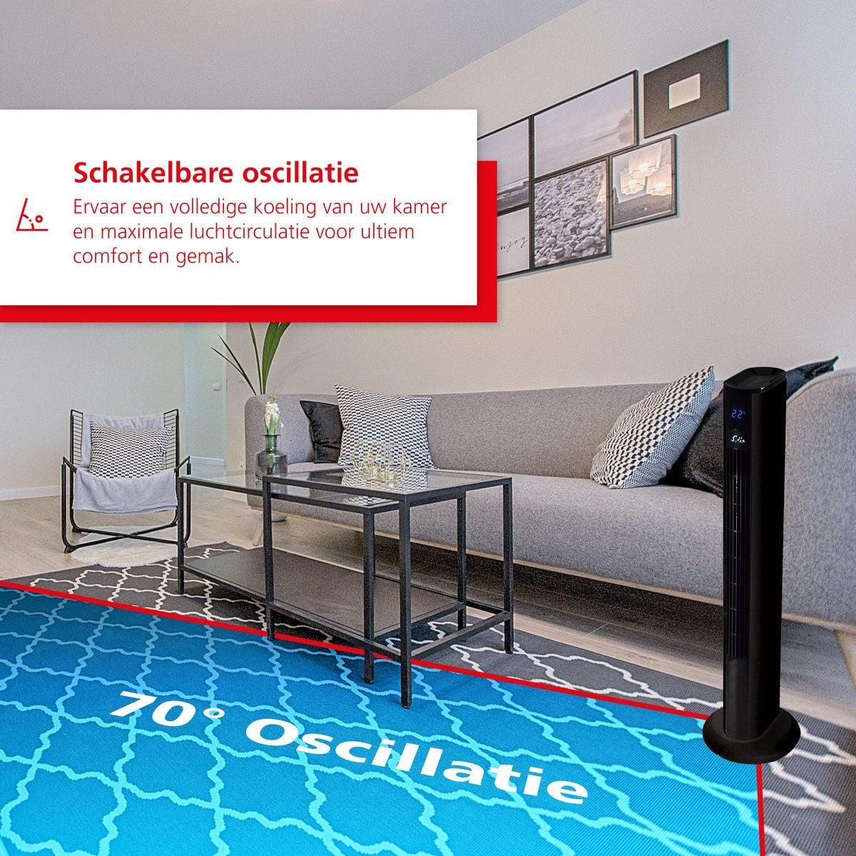 Solis Easy Breezy 757 Turmventilator - Ferngesteuerter Standventilator - Timerfunktion - 44,8 dB - 91 cm hoch - Schwarz