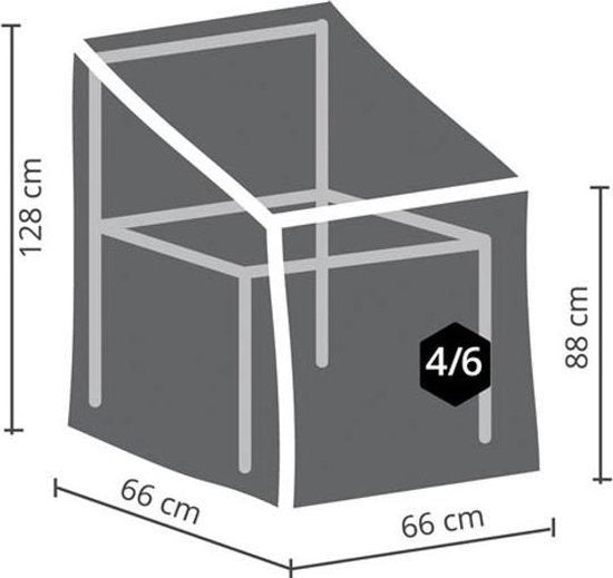 Perel Outdoor-Hülle für Stapelstühle, für 4-6 Stapelstühle, grau, 66 cm x 66 cm x 128 cm