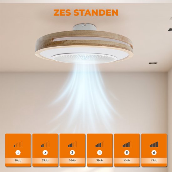 WERYOU® illuminAIR Deckenventilator - Deckenleuchte - Deckenventilator mit Beleuchtung - Deckenleuchte - Fächerlampe - RGB Led Lampe - Inkl Fernbedienung - Holzdesign