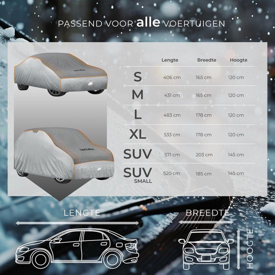 tectake® Car Cover - Outdoor Autosegel - Hagelschutz - Wasserdichte Decke mit 3 verstellbaren Gurten - Atmungsaktiv - Autoschutzdecke mit Aufbewahrungstasche - Kompatibel mit vielen Modellen - Größe (LxBxH) 520 x 185 x 145 cm - Für SUV oder Van