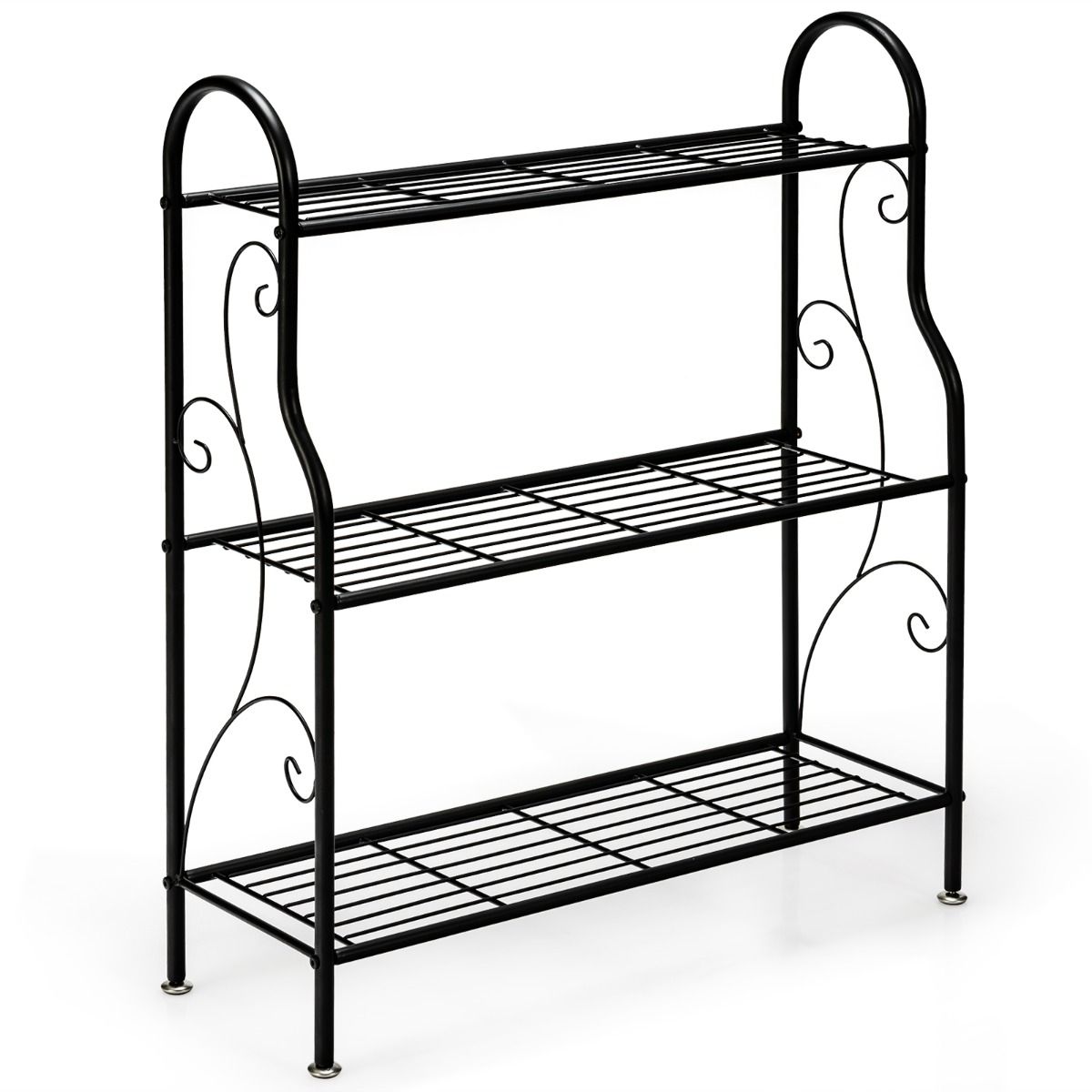 Coast Metall-Pflanzenständer – 3 Ebenen – Multifunktionales Regal – Schwarz 72 x 25 x 85 cm