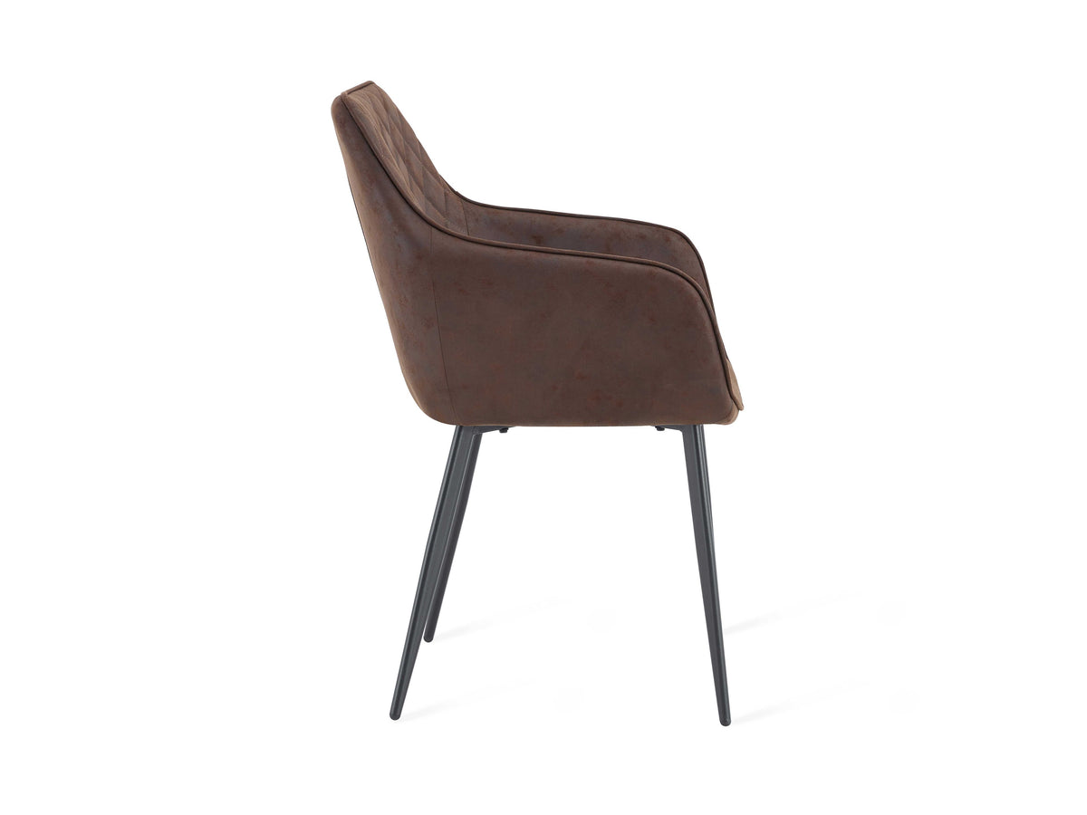Multifurn Esszimmerstuhl Elin – 2er-Set – Braunes Mikroleder
