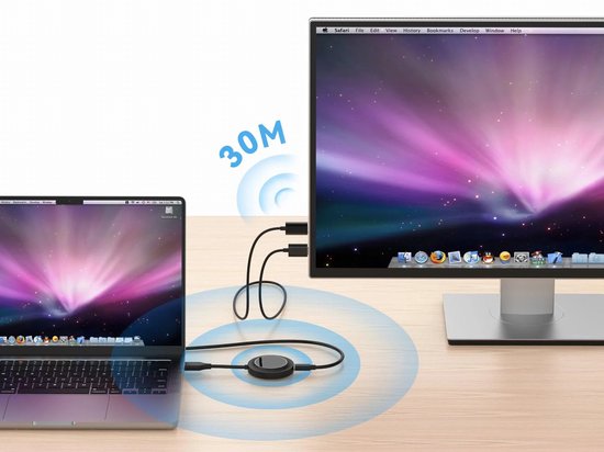 Conceptronic ATHERIC02B – Drahtloser Bildschirmadapter – Drahtloses HDMI-Verlängerungsset 1080p – HDMI/USB – Full-HD-Dongle