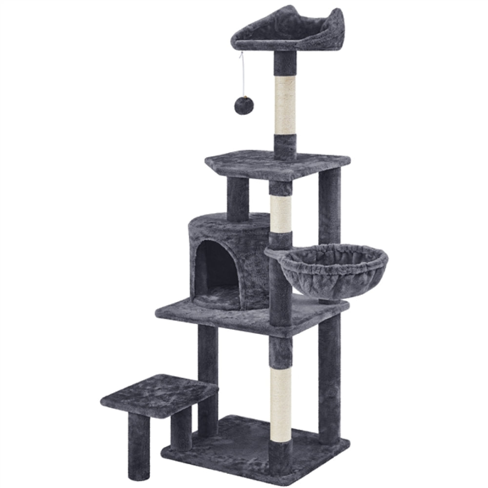 Mehrstöckiger Kratzbaum 145 cm – 48,5 x 40,5 cm – Dunkelgrau