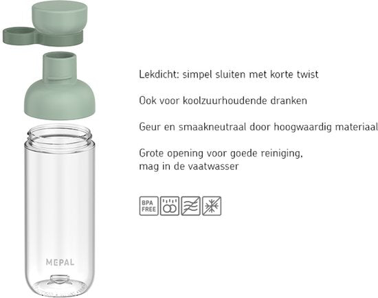 Mepal Vita Trinkflasche – 900 ml – besonders bequemes Trinken – Trinkflasche – Nordic Black