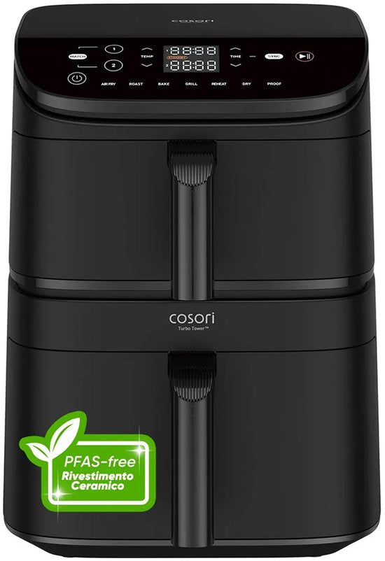 Cosori CAF-DC121-AEUR Doppel-Heißluftfritteuse, 10,8 l, freistehend, 2630 W, schwarz