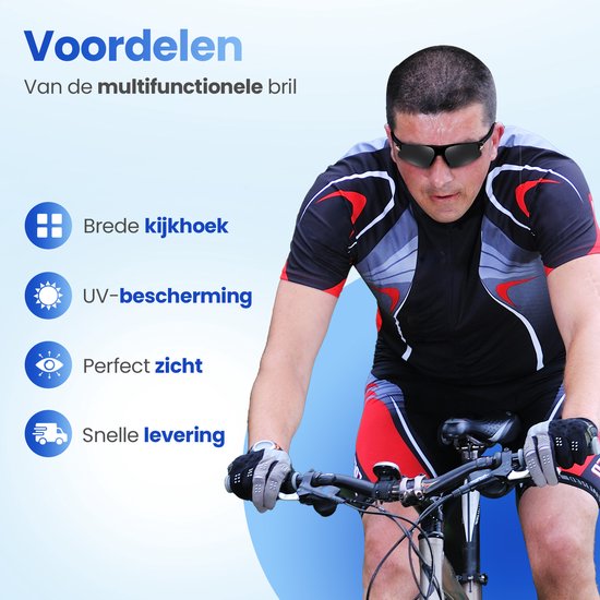 GarpexÂ® Radsportbrille - Sportbrille - Sonnenbrille Herren - Radfahren - Motorrad - Schwarzer Rahmen mit blauen Gläsern
