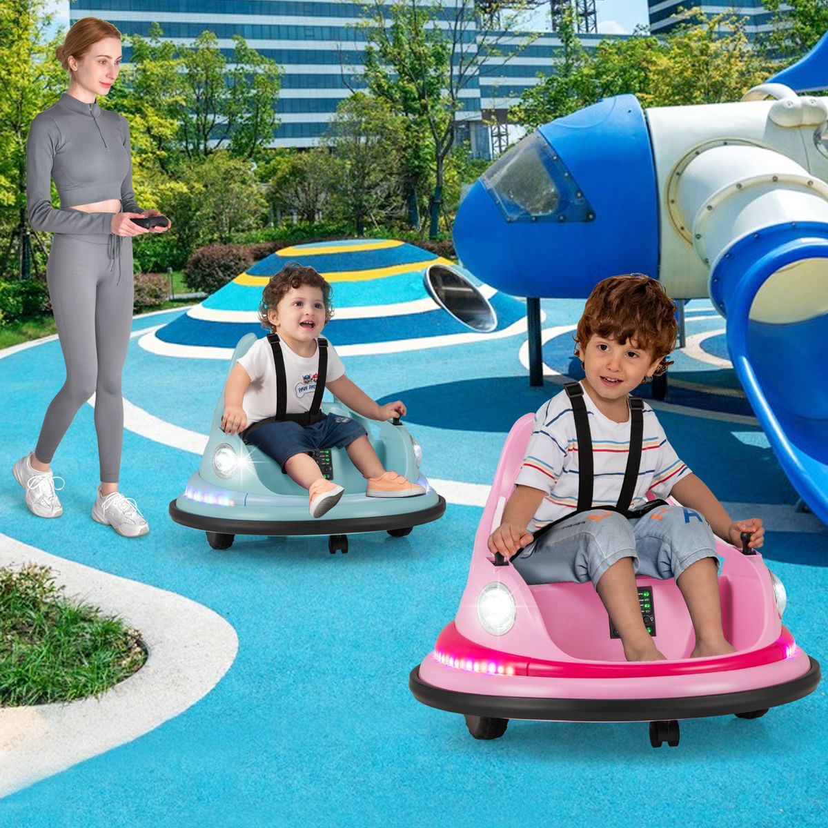 Coast Elektrisches Autoscooter-Auto für Kinder – 12 V mit Fernbedienung und zwei Joysticks – rosa