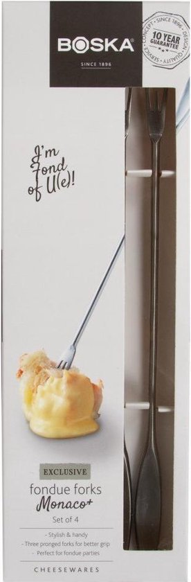 Boska Fonduegabeln Monaco+ - Set mit 4 Gabeln - mit Extra-Griff - Silber