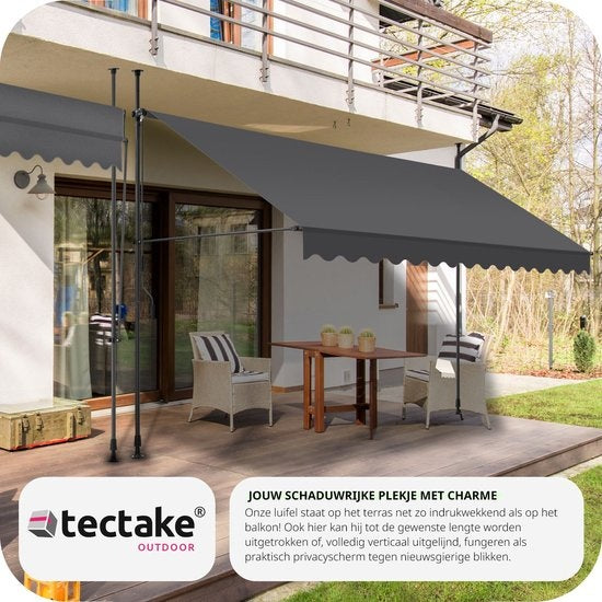 Tectake - Klemmmarkise -  404970 - Verstellbar - 400 x 180 cm - schwarz grau