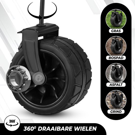 Outbee Bolderkar - Faltbarer Bolderkar - 120Liter Fassungsvermögen - mit Radschloss - 120kg Tragkraft - Schwarz