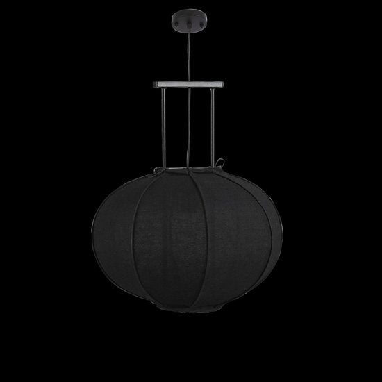 Mica Decorations Pego Pendelleuchte - H55 x Ø50 cm - Leinen - Schwarz