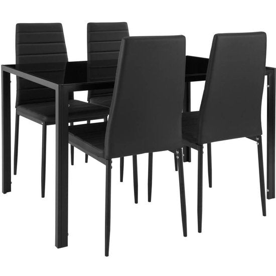 tectake - Esszimmergruppe Berlin 4+1 schwarz - 402837