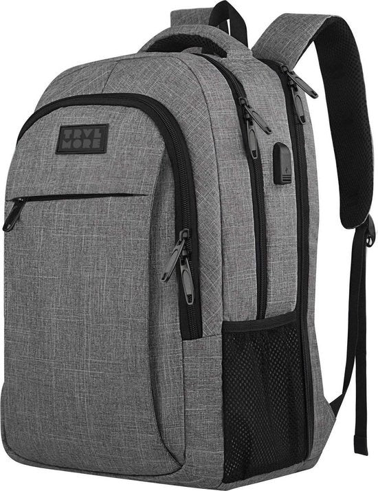 TRVLMORE Rucksack - 36L - 17.3 Zoll - Laptop-Rucksack - Schultasche - Unisex - Spritzwassergeschützt Grau
