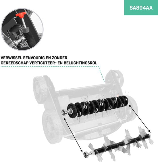 VONROC Aerifizierwalze - 36 cm - für VONROC Vertikutierer / Rasenlüfter SA502AC