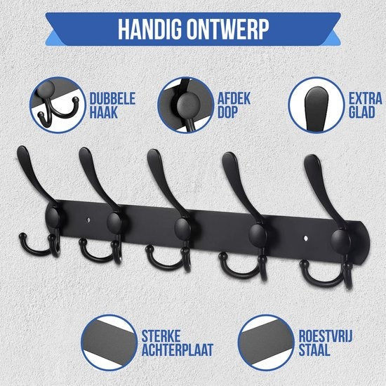 Avalo GarderobenstÃƒ?nder Wandgarderobe schwarz Ã¢â‚¬" GarderobenstÃƒ?nder mit Kleiderhaken Ã¢â‚¬" HÃƒ?ngender Haken KleiderbÃƒ?gel