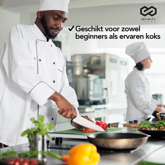 Infinity Goods - Messerset mit Messerblock - 16 Teile - mit Block, Messerschärfer und Schere - kratzfest - Edelstahl - Silber/Schwarz