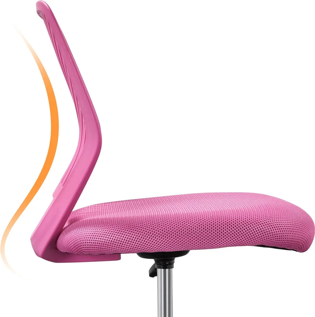 Yaheetech Bürostuhl, verstellbar, 50 x 55 x 79–92 cm – Rosa – Drehstuhl ohne Armlehnen
