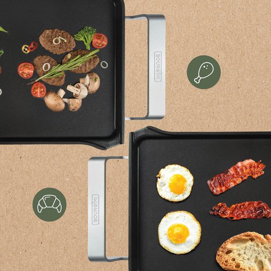 Bourgini Elements – Grillplatte – Backblech – PFAS-freie keramische Antihaftbeschichtung – 46 x 26 cm – 4–6 Personen – GRS-zertifizierte recycelte Materialien