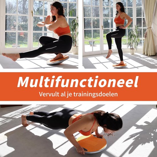 DH FitLife Balancebrett, Balancebrett mit Haltegriffen, extra groß, Ø 42 cm, max. 200 kg, Gleichgewichtstrainer, Fitness-Balancebrett für Erwachsene und Kinder, inkl. Gebrauchsanweisung (möglicherweise nicht verfügbar im