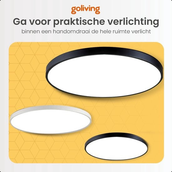 Goliving Deckenleuchte - Deckenleuchte - Led - Extra dünn - Warmweißes Licht - Schlafzimmer - Badezimmer - Wohnzimmer - Ã˜ 30cm - Schwarz