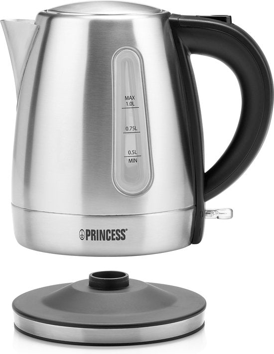 Princess Wasserkocher 236023 - 1 Liter - 360Â° drehbar - 2200W - Edelstahl