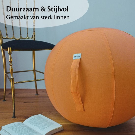 Backerz Sitzball – Ergonomischer Gymnastikball – Leinenbezug – Ø65 cm – Orange