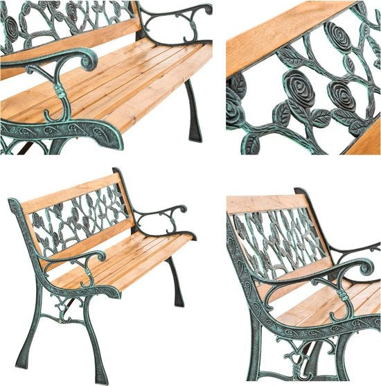 Gartenbank Gartenbank Bank - Holz/Gusseisen - 124x52x74 cm - 401424