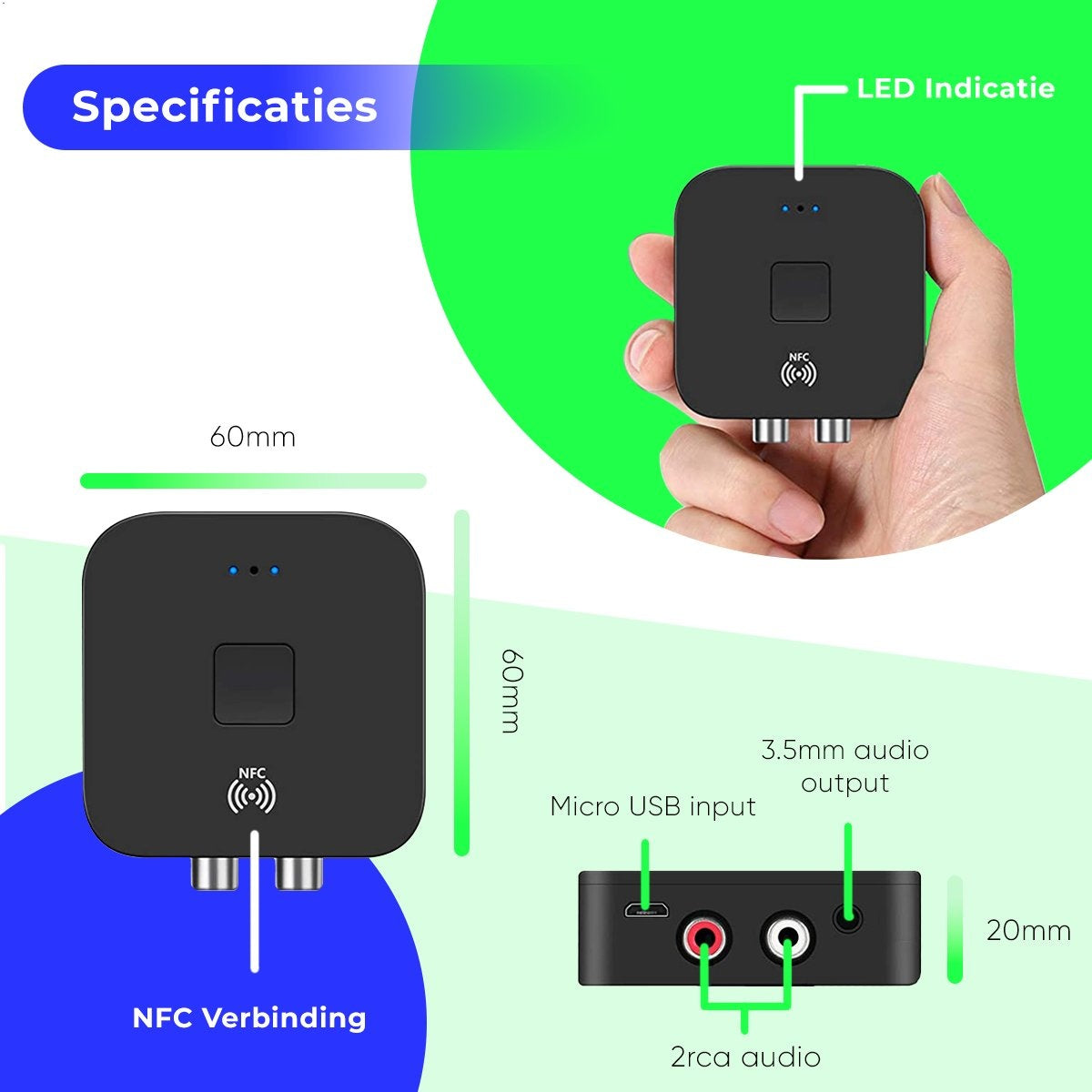 Urgoods - Bluetooth 5.0-Empfänger - Drahtlos - alte Geräte mit Bluetooth verbinden - Schwarz