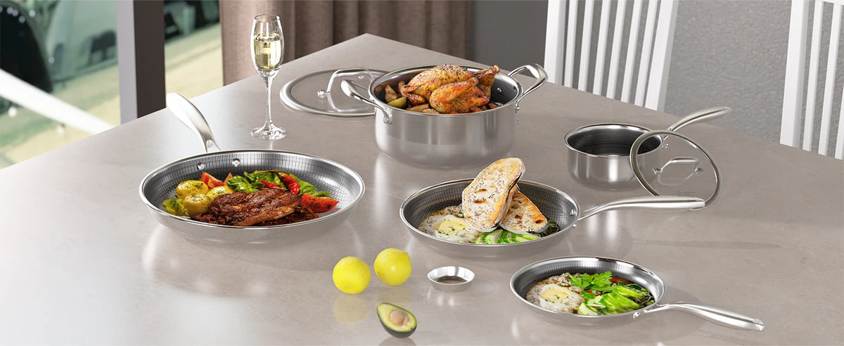 Cooker King 7-teiliges Kochgeschirrset – Edelstahl – Tri-Ply, induktions- und ofengeeignet