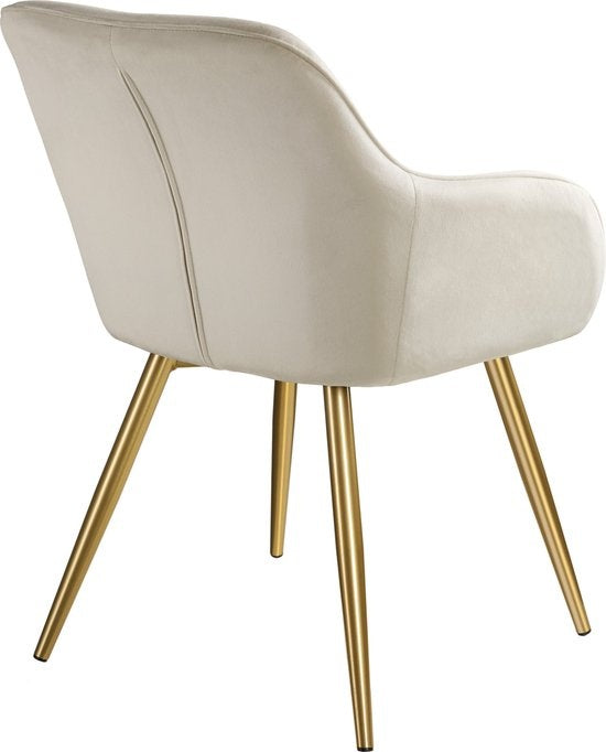 tectake - Stuhl Marilyn in Samtoptik - creme/gold - 404623
