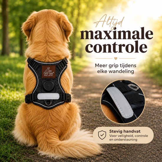By Cee Cee Hundegeschirr – Anti-Zug-Geschirr – Y-Geschirr für Hunde – Reflektierendes Hundegeschirr – Schwarz – Größe XL